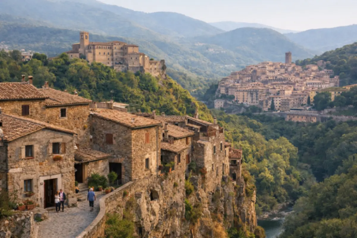 Borghi del Lazio tra Calcata e Subiaco con case in pietra e segni di nuova vita